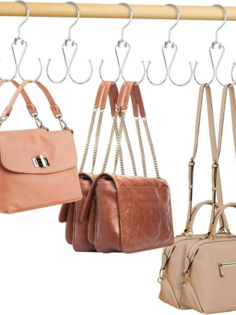 6 Pack Purse Hanger Organizer for Closet, Heavy Duty Rotatable Purse Holder with